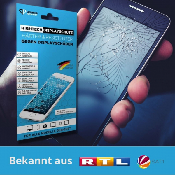 DiamondProtect High-Tech Displayschutz für Smartphones, Tablets und Smart-TV